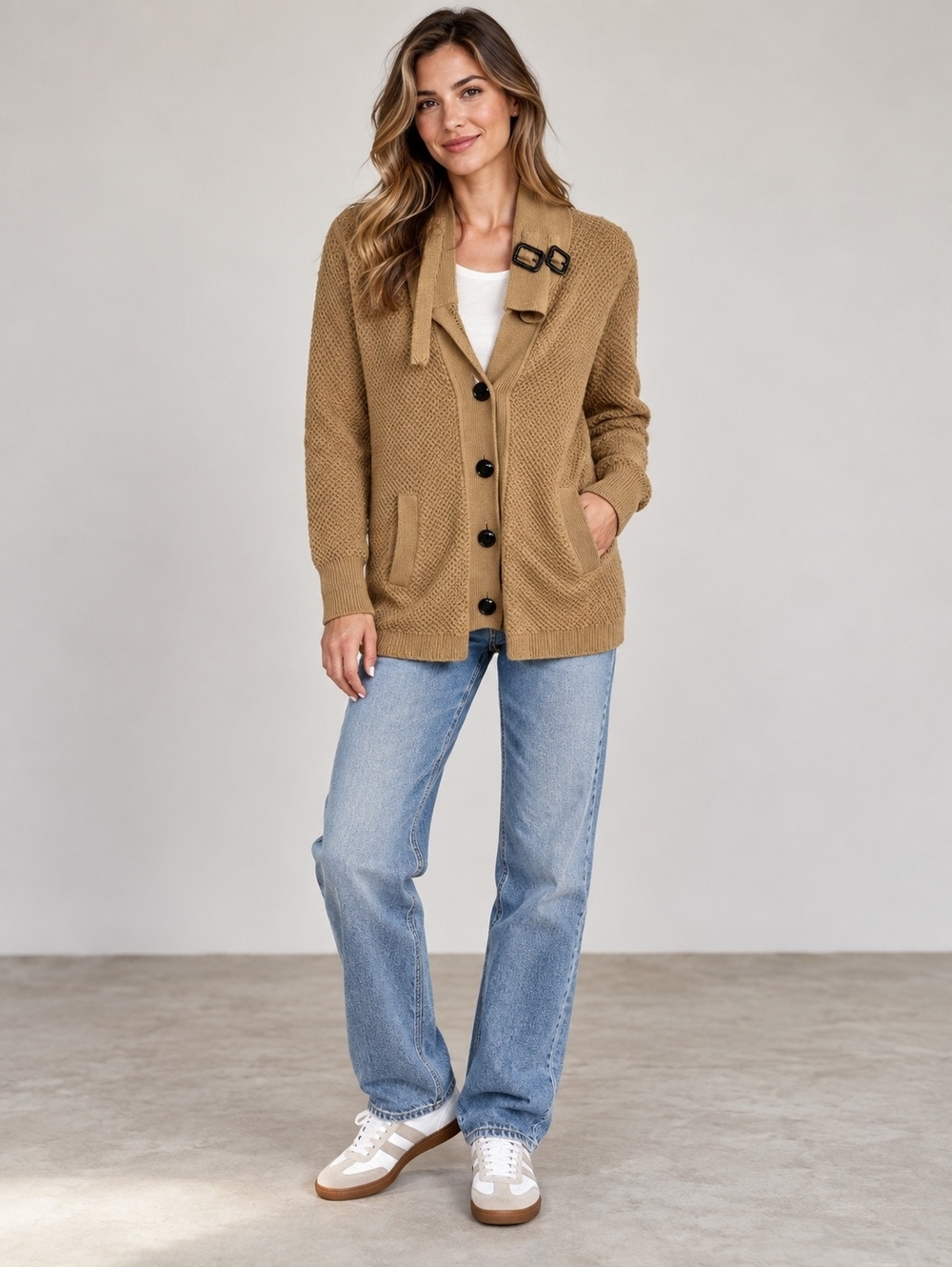 J.Crew Cardigan Sweater Tan Cotton Wool XS